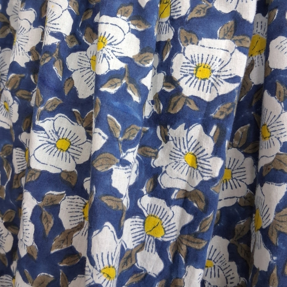 Aish Floral Block Print Balloon Sleeve Cotton Belted Maxi Dress - Picture 6 of 15